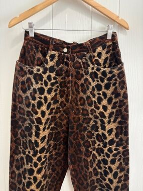 Jeffrey Harper 100% Cotton Velvet Leopard Print Pants Size 8